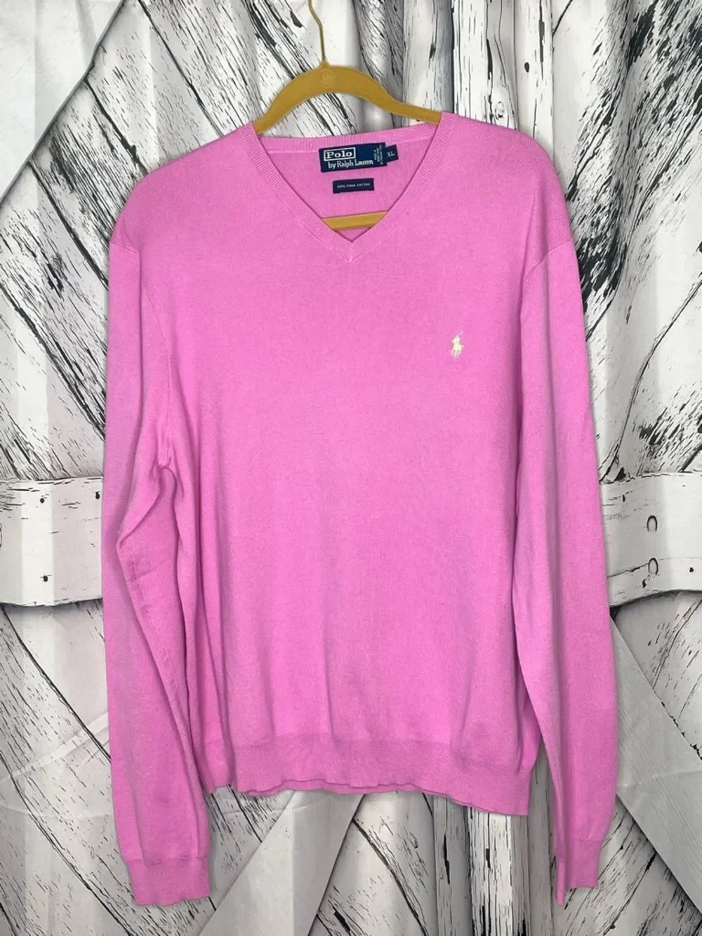 Polo by Ralph Lauren Pima Cotton V-neck Sweater Pink Sz XL